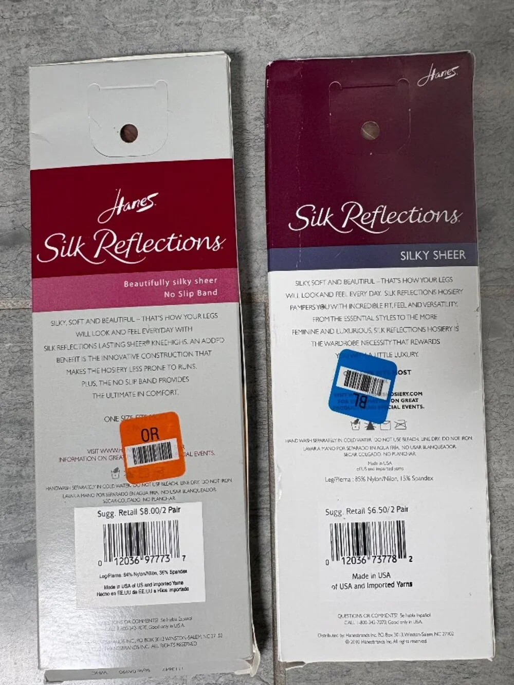 Hanes Silk Reflections Knee High Hosiery Set of 2 - Barely There & Natural NWT